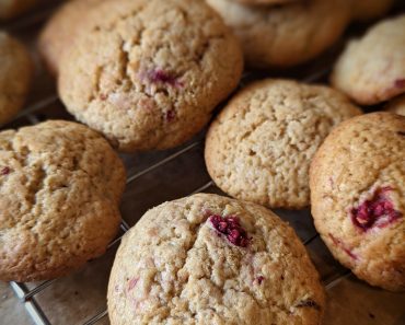 How to make Rhubarb and Raspberry Cakey Cookies