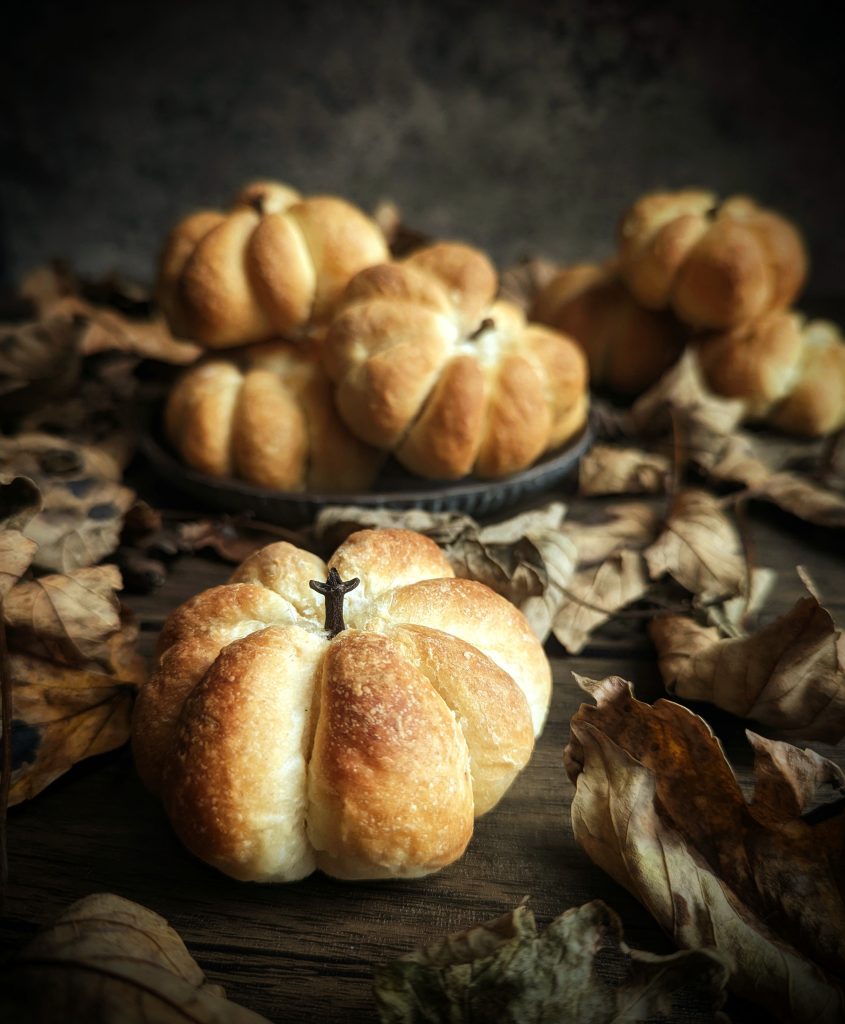 Pumpkin shaped bread