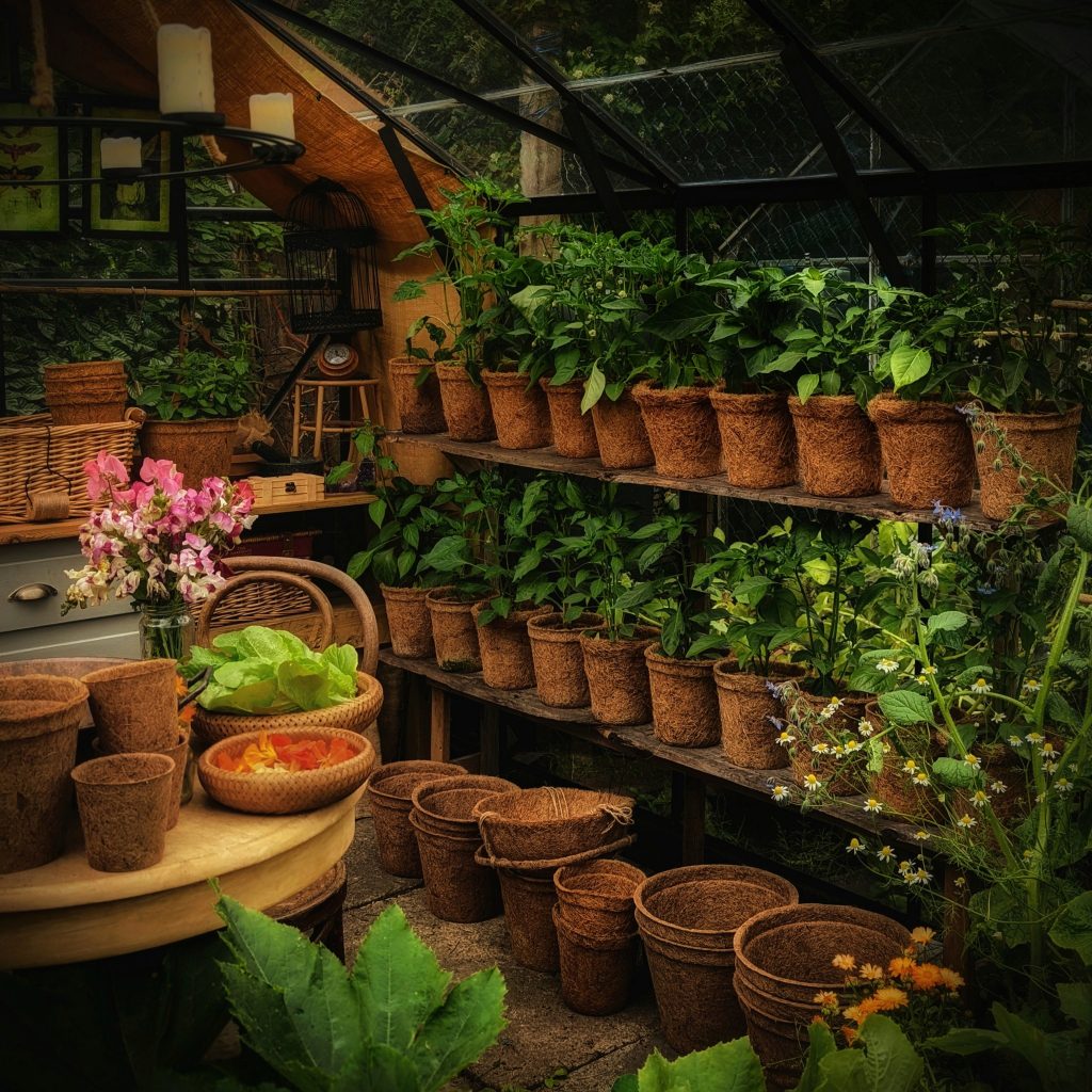 Coir pots Greenhouse Makeover 