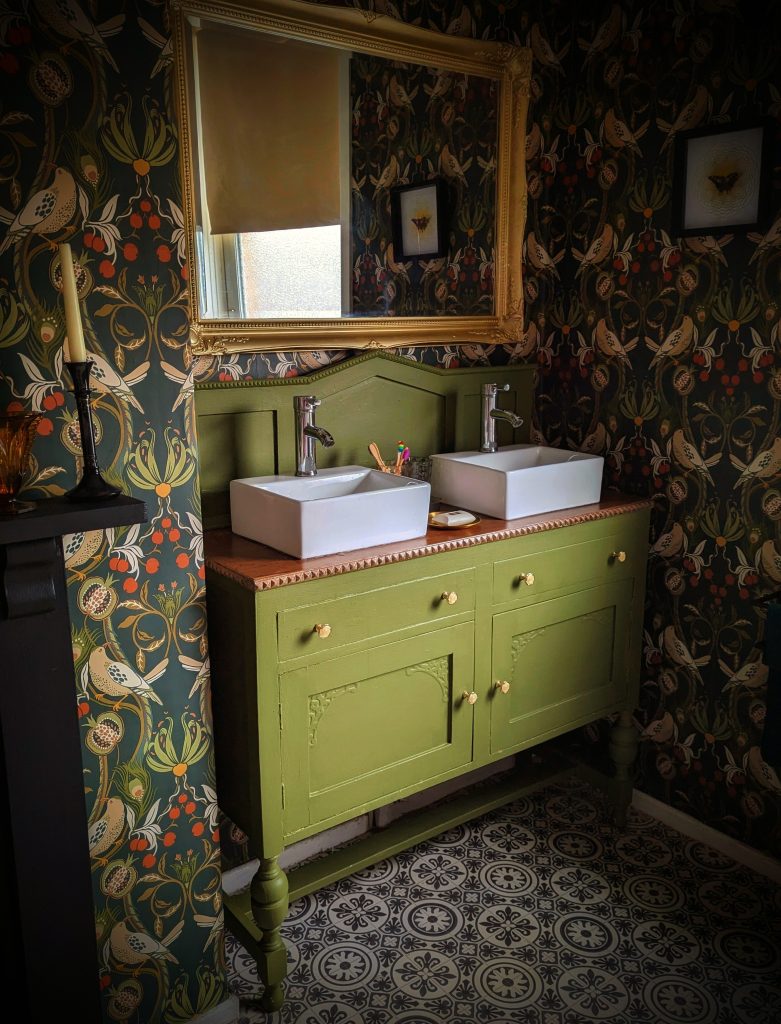 Green sink unit victorian bathroom