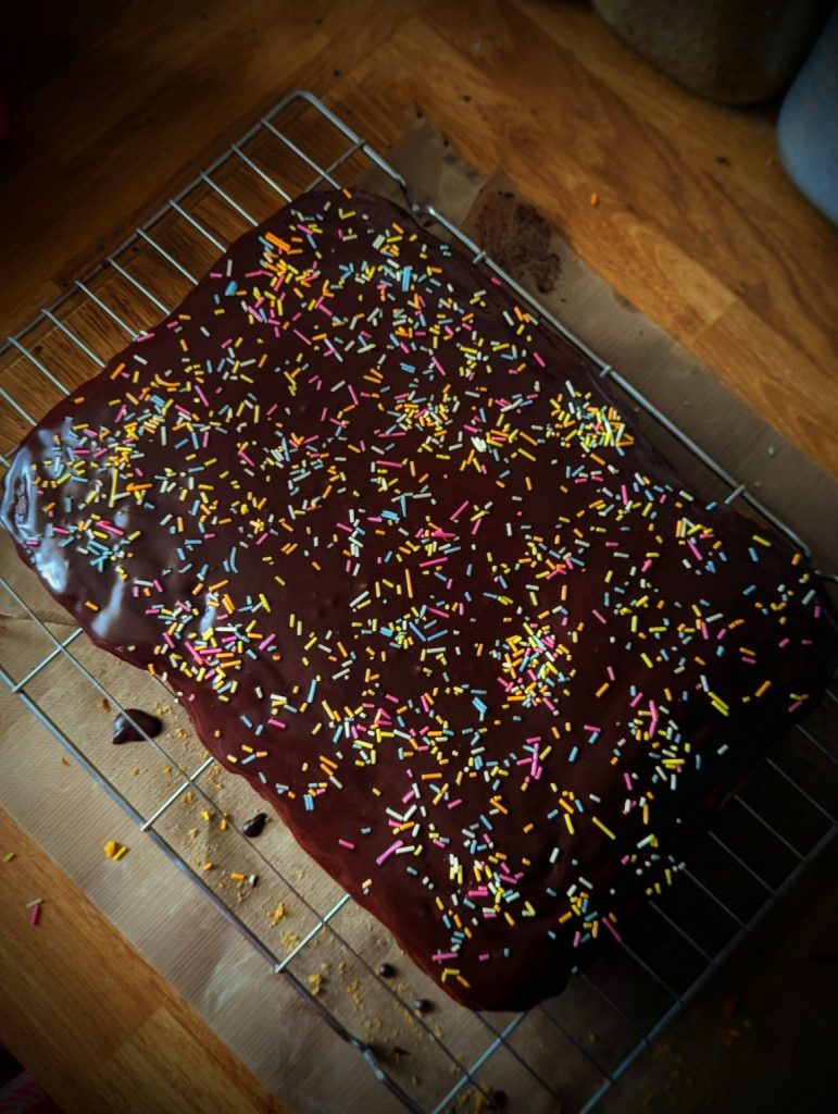 Tray bake birthday cake 